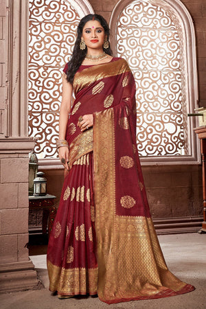 Chestnut Brown Banarasi Saree