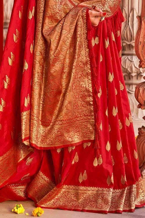 Buy Polly Trends Rajasthani Bandhej Embroidered Diamond Georgette Bandhani  Print Saree With Fancy Border & Blouse Piece (LAL CHUNARIYA 1) at Amazon.in