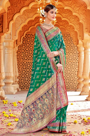 Clover Green Banarasi Saree