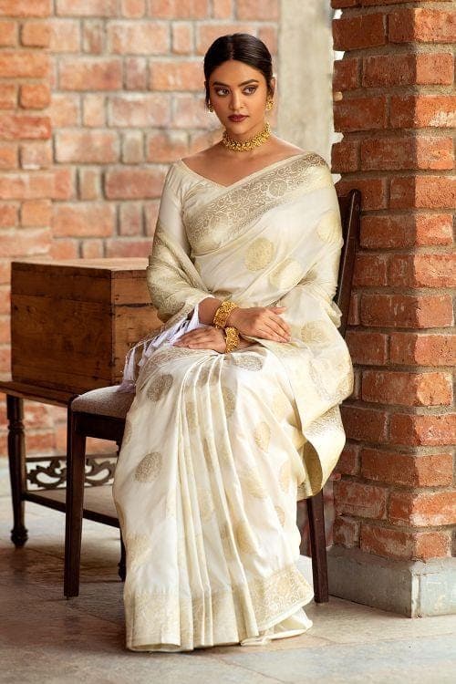 Bridal sarees clearance cream colour