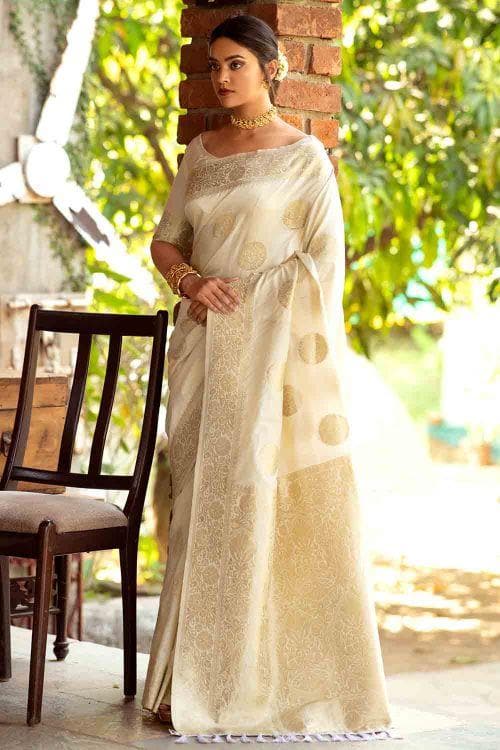 Banarasi Silk Woven Saree In Cream Colour - SR1357557