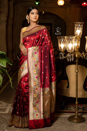 Crimson Red Banarasi Saree