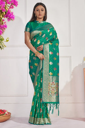 Dahlia Green Banarasi Saree