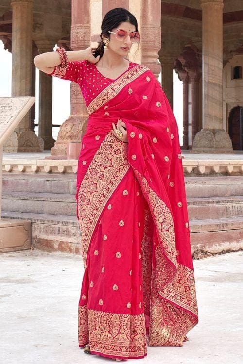 Buy Shocking Pink Banarasi Silk Saree online-KARAGIRI | FESTIVE SALE –  Karagiri Global