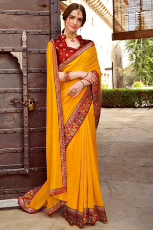 Dandelion Yellow Banarasi Saree