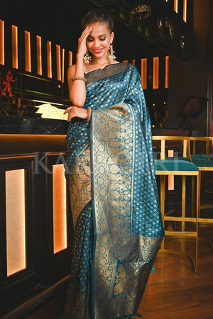 Eastern Blue Small Butta Woven Banarasi Saree