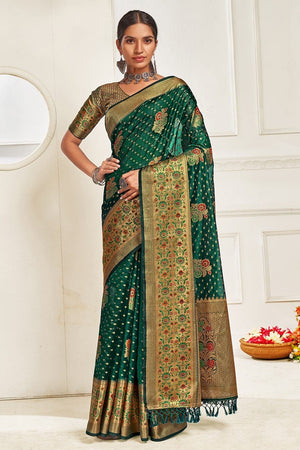 Emerald Green Banarasi Saree