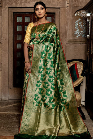 Emerald Green Banarasi Saree