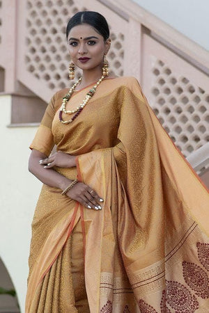 Fawn Beige Banarasi Saree