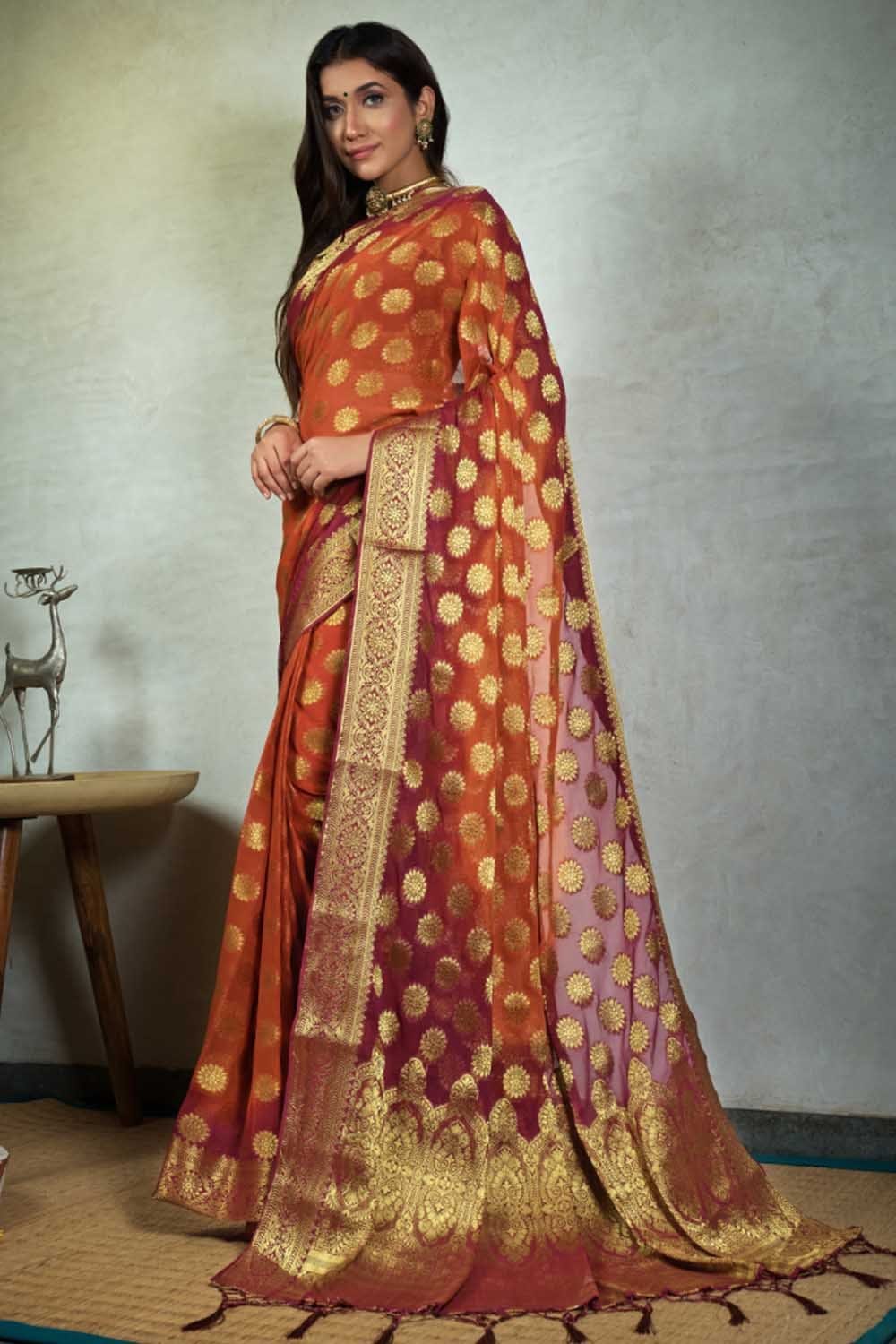 Shop Pure Chiffon Banarasi Saree | Chiffon Banarasi Saree| Mitan Ghosh