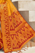 Fire Orange Banarasi Saree
