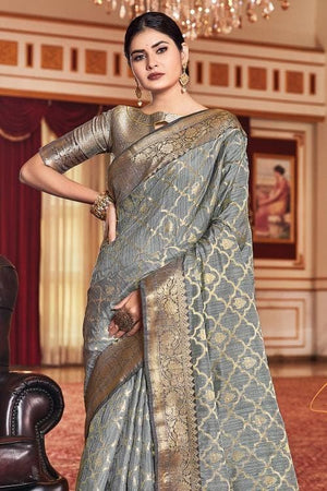 Flint Grey Banarasi Saree