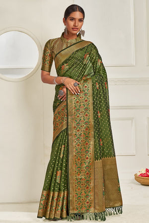 Forest Green Banarasi Saree