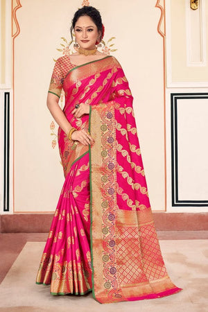 Fuschia Pink Banarasi Saree