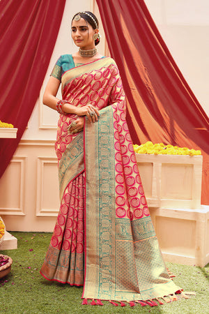 Fuschia Pink Banarasi Saree