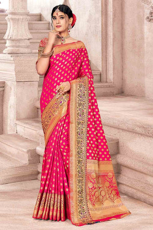 Fuscia Pink Banarasi Saree