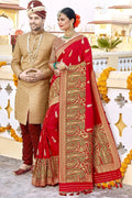 Banarasi Saree Gorgeous Carmine Red Banarasi  Saree saree online