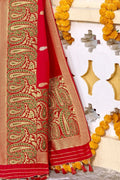 Banarasi Saree Gorgeous Carmine Red Banarasi  Saree saree online