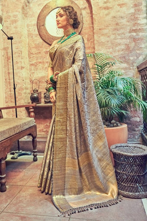 Coin Grey Banarasi Saree