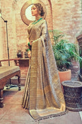 grey banarasi saree