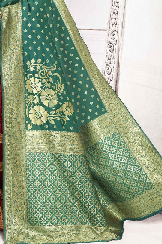 Buy Green And Maroon Banarasi Saree online – Karagiri