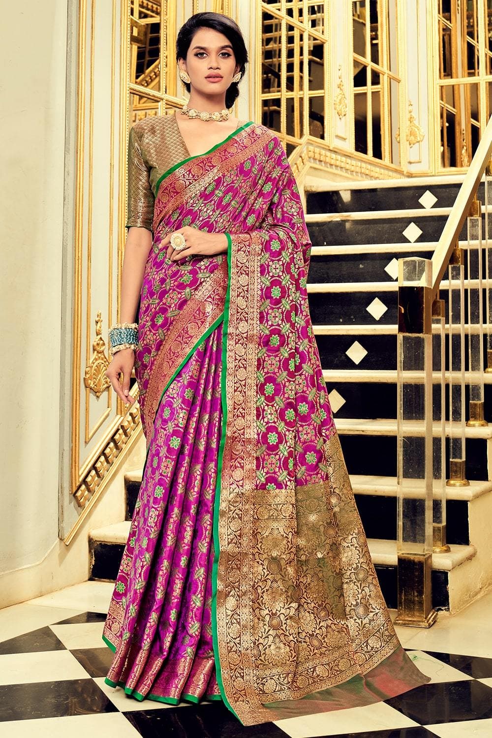 Buy Peach Digital Print Saree online-Karagiri