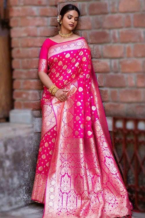 Heavy Banarasi Saree In Sky Blue & Hot Pink |Banarasi Saree Online Sale  |Jhakhas