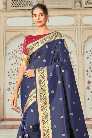 Indigo Blue Banarasi Saree