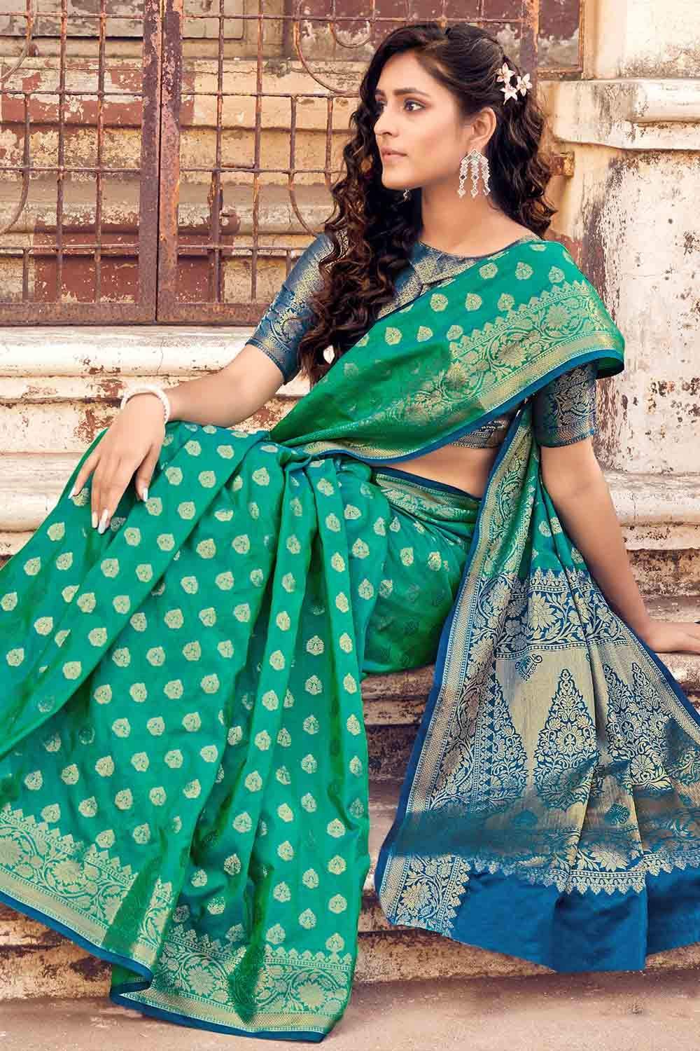Shringaar banarasi silk with rich look pallu Fancy saree collection at best  rate