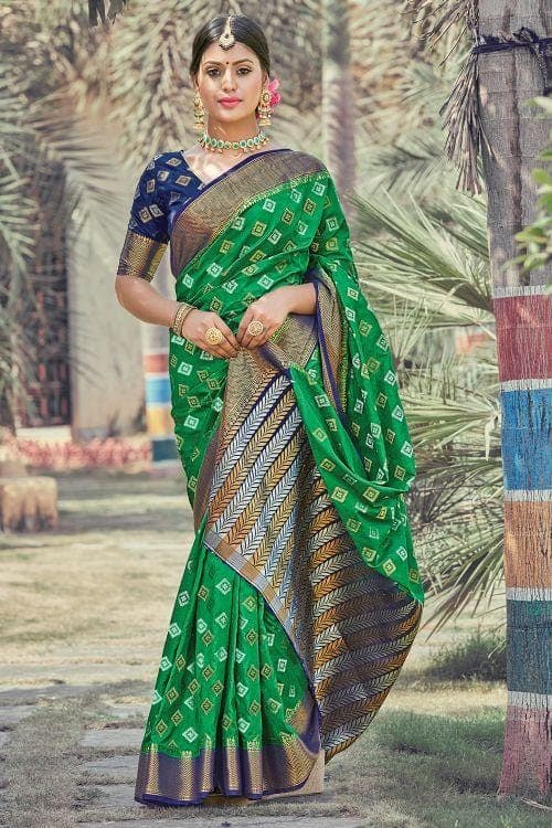 Buy Green Mirror Work Plus Size Sarees Online for Women in USA