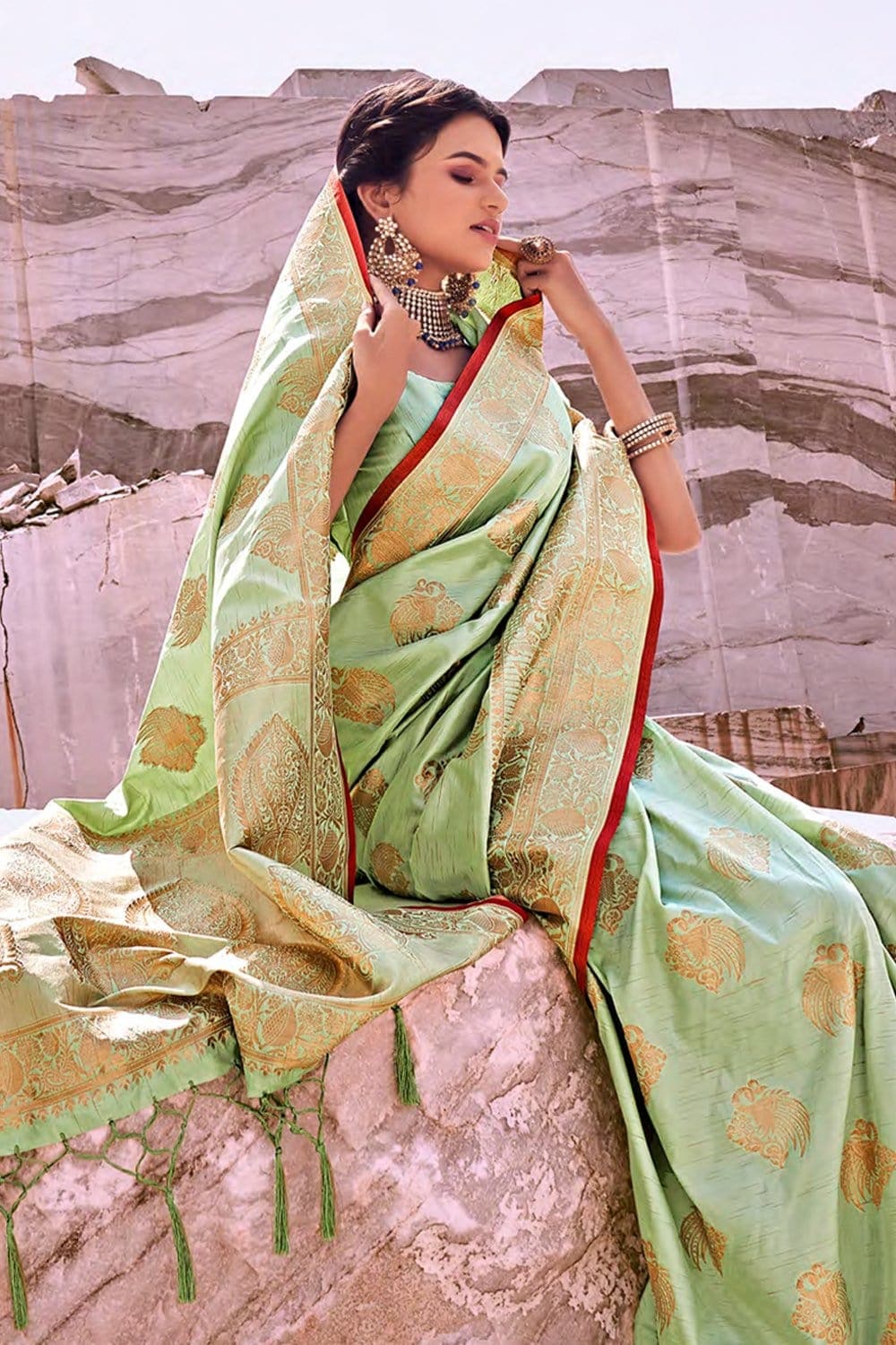 Banarasi Saree in Light Purple : SNEA2395