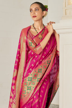 Magenta Pink Banarasi Saree