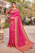 Banarasi Saree Magenta Pink Zari Woven Banarasi Saree saree online