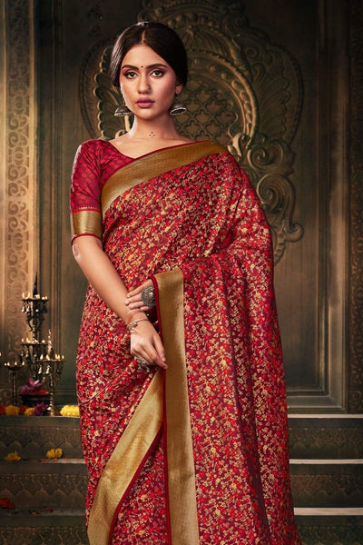 Maroon Silk Weaving Designer Saree - PrazuFashion - 4006809