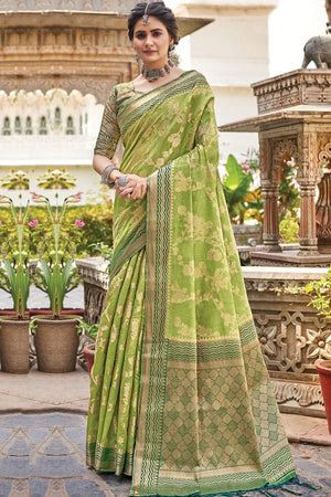 Mint Green Banarasi Saree