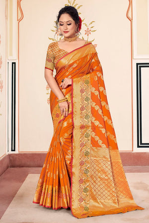 Mustard Yellow Banarasi Saree