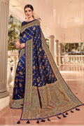 Banarasi Saree Navy Blue Zari Woven Banarasi Saree saree online