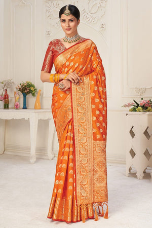 Orange Banarasi Saree