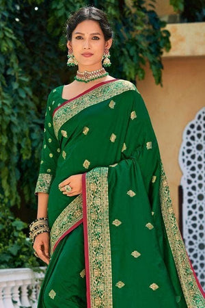 Phthalo Green Banarasi Saree