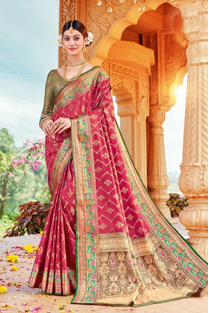 Poppy Pink Banarasi Saree