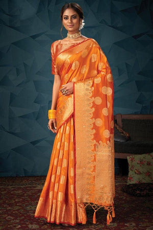 Princeton Orange Banarasi Saree