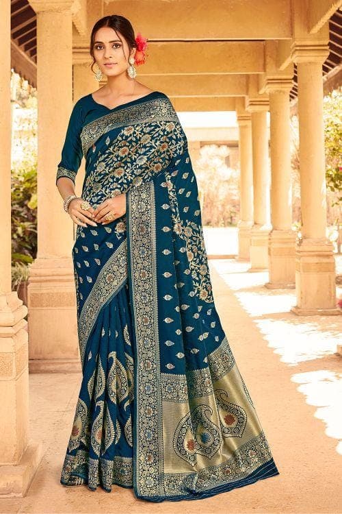 Banarasi silk Blue Banarasi Saree with Weaving - SR24521