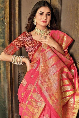 Punch Pink Banarasi Saree