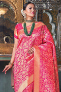 pink banarasi saree