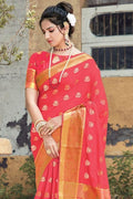 red banarasi saree