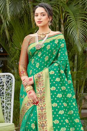 Rama Green Banarasi Saree