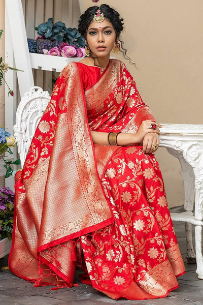 The Classic Red Banarasi Saree... – WeaverStory