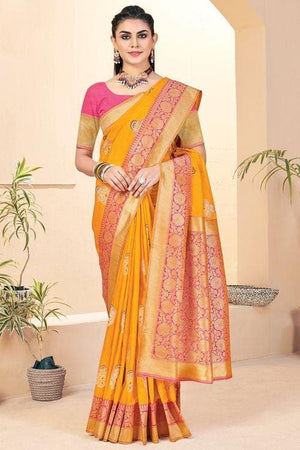 Art Silk Bridal Banarasi Saree in Red and Gold | Gold silk saree, Banarasi  sarees, Silk sarees online