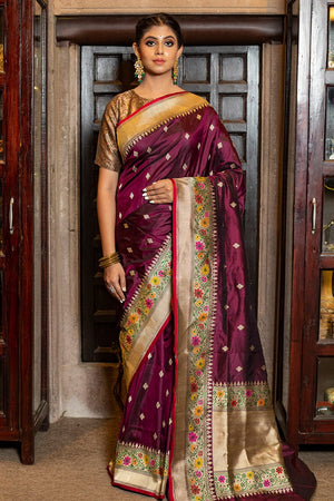 Sangria Purple Banarasi Saree