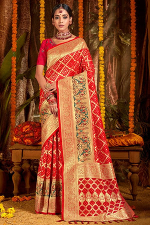 Scarlet Red Banarasi Saree